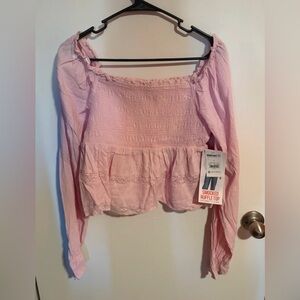 NWT Celebrity Pink Pink Smocked Ruffle Top size S
